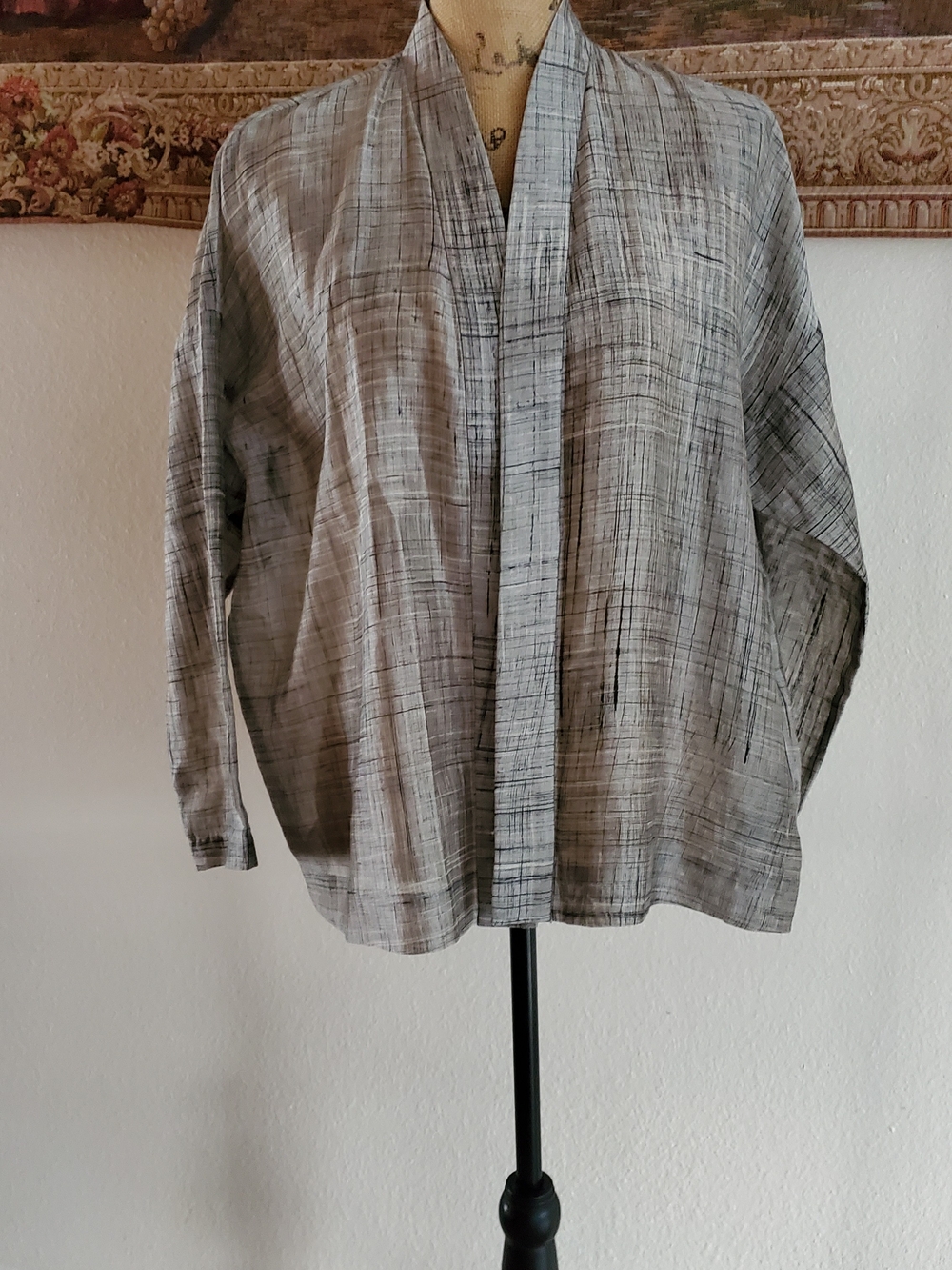 Eileen Fisher Lightweight Gray Open-Front Shirt Jacket